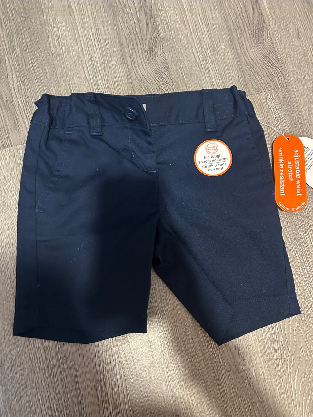 wonder nation Navy School Shorts with Adjustable Waist